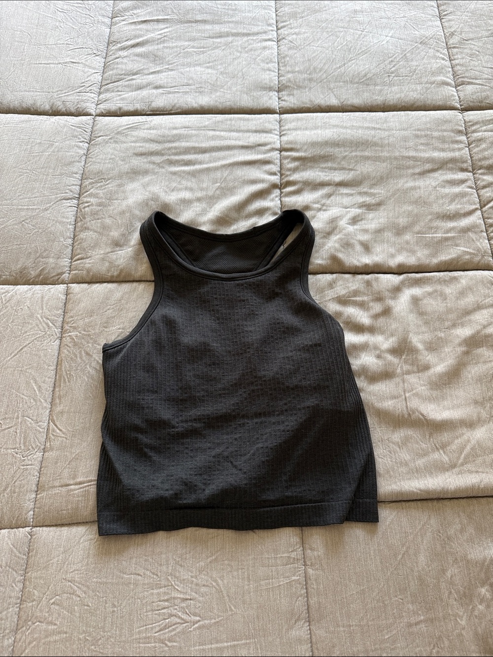 Lululemon Ebb to Street Black Ribbed Racerback Crop High Neck Tank Top